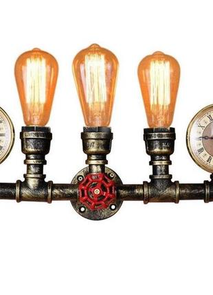 Світильник подвійний на стіну sv в стилі ретро під лампу на три лампи едісона коричневий (sv2933)1 фото