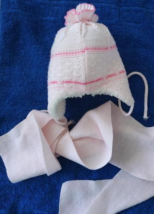 Шапка вушанка зимова комплект польща на хутрі з шарфом на 2-4 роки3 фото