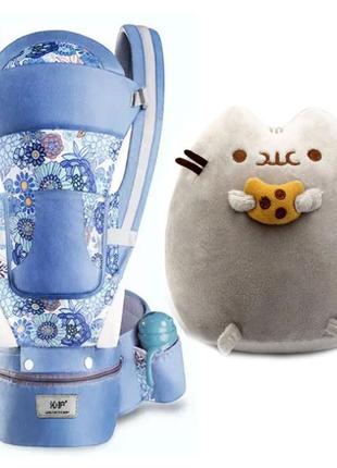Хіпсит, ерго-рюкзак, кенгуру-переноска baby carrier 6 в 1 синій і іграшка кіт з печивем пушин кет (n-2842)1 фото