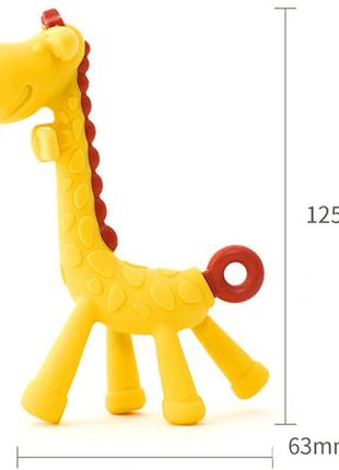 Силиконовый прорезыватель-игрушка 2life жирафик 3d y28 для зубов ребенка и держатель желтый v-119755 фото