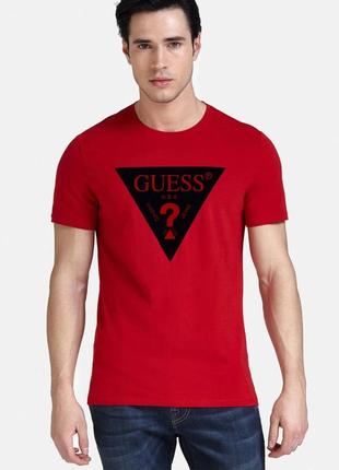 Чоловіча футболка guess червона чорна біла