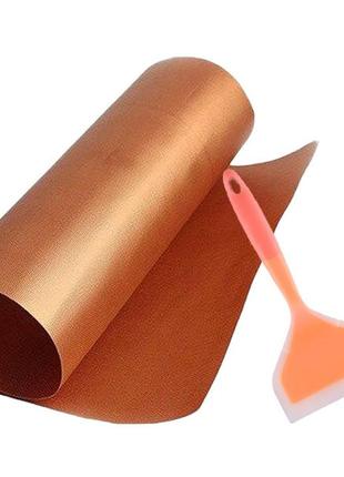 Набір антипригарний килимок для bbq і лопатка з антипригарним покриттям помаранчева (vol-1214)