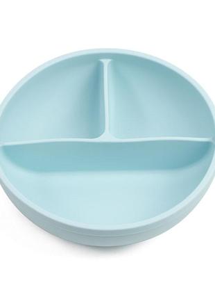 Глубокая трехсекционая силиконовая тарелка y5 голубой v-11072