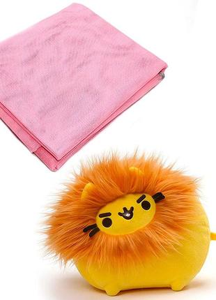 Мягкая игрушка pusheen cat 10х7 см лев оранжевый и пляжный коврик анти песок sand mat 120*150 см pink v-11945