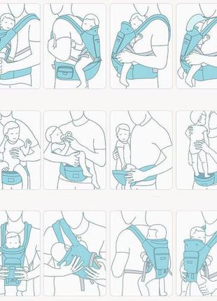 Хипсит, эрго-рюкзак, кенгуру, переноска baby carrier 6в1 бордовый...