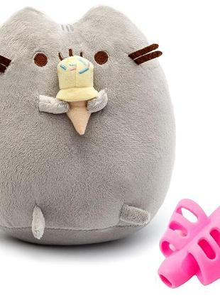 Мягкая игрушка пушин кэт с мороженным 23х25 см серый и насадка для правильного письма розовый v-11980