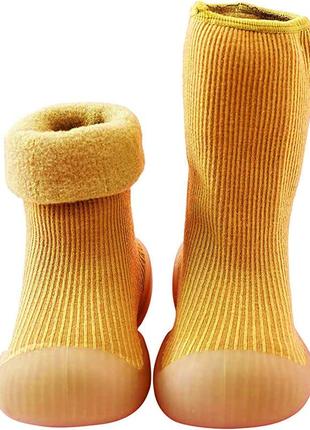 Шарф-бафф и носочки-ботиночки для малышей с не скользящей подошвой 22/23(13,5 см) желтый v-118084 фото