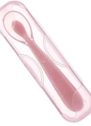 Набор ложка силиконовая с удержанием формы изгиба для кормления ребенка розовая и слюнявчик (n-794)4 фото
