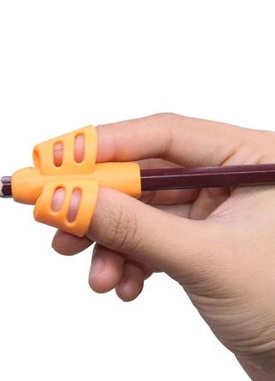 Силиконовые насадки набор из 2-х шт для ручки, для карандаша для коррекции письма розовый и оранжевый n-119223 фото