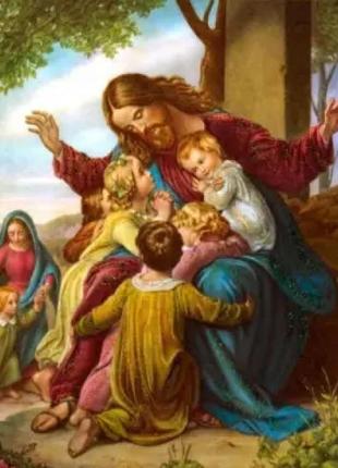 Алмазная мозаика икона иисус и дети 40х50 см colorart sp0272 фото