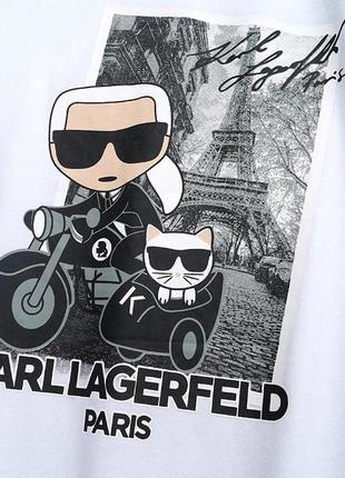 Мужская футболка karl lagerfeld с мотоциклом черная белая2 фото