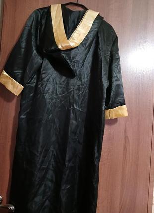Брендовый шикарный халат-мантия атласный с капюшоном