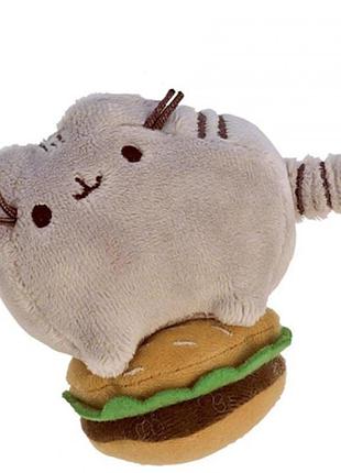 Мягкая игрушка пушин кет pusheen cat 8х7 см с гамбургером серый v-11489