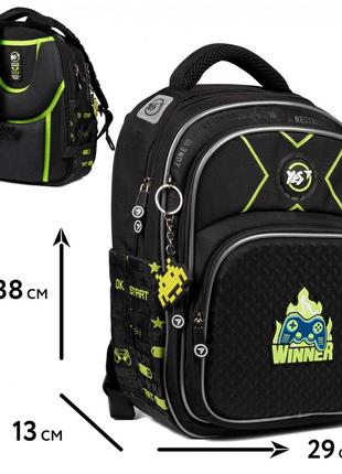 Рюкзак шкільний напівкаркасний yes gamer s-91 38х29х13 см, 14 л, чорний (559589)3 фото