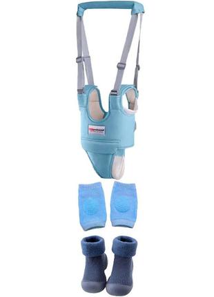 Набор детские вожжи-ходунки с трусиками, наколенники и носочки-ботиночки для малышей (n-9243)