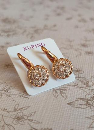 Сережки із медичного золота 19*111  мм, сережки xuping