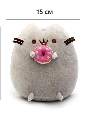 Мягкая игрушка кот пушин кэт pusheen cat s&t с пончиком в лапках 18 х 15 см серый (n-71)2 фото