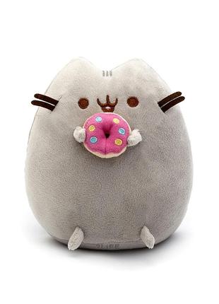 Мягкая игрушка кот пушин кэт pusheen cat s&t с пончиком в лапках 18 х 15 см серый (n-71)1 фото