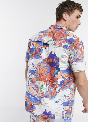 Костюм комплект шорти-плавки + сорочка шведка у географічний принт7 фото