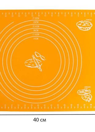 Силиконовый антипригарный коврик 30х40 и набор силиконовых кухонных принадлежностей 6 в 1 оранжевый n-119432 фото