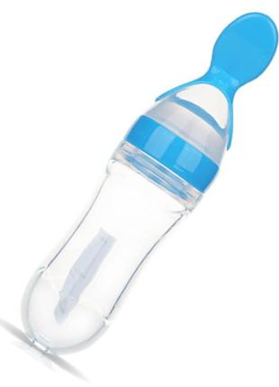 Пляшка-ложка для годування новонародженого 20 х 5 см синій (vol-1446)