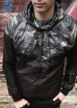 Nike windrunner ветровка камуфляж серо-черный