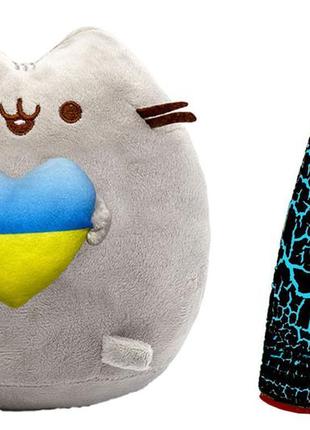 Комплект мягкая игрушка кот с сердцем пушин кэт и антистресс игрушка mokuru (vol-10416)