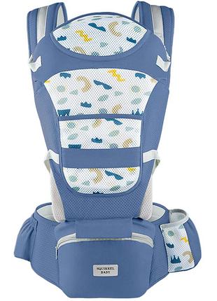 Хіпсит ерго-рюкзак кенгуру переноска "squirrel baby" q2022 12в1 блакитний v-11861