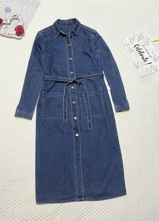 Стильное джинсовое платье-миди george  💙 из высококачественного материала. модель с отложным коме3 фото