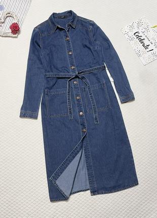 Стильное джинсовое платье-миди george  💙 из высококачественного материала. модель с отложным коме4 фото