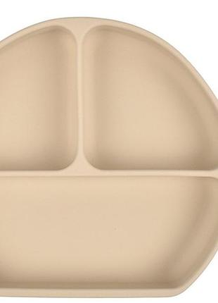 Набір y24 силіконова трисекційна тарілка, ложка бежевий (vol-10000)
