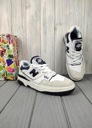 New balance 550 white navy6 фото