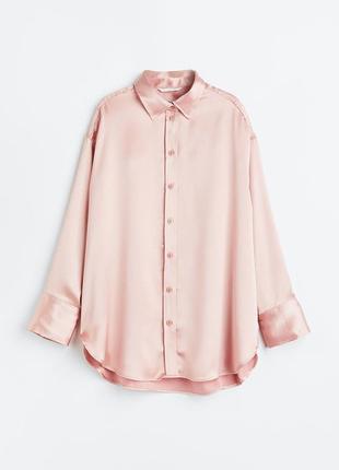 Атласная блуза оверсайз розового цвета h&m