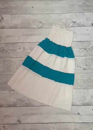 Літній пляжний плаття сарафан плісіроване жатка пряме рюші сукня міді літня легка
