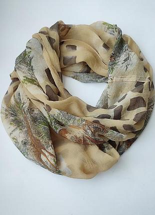 Шовковий- шифоновий шарф хомут палантин в стилі сафарі, франція