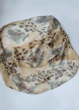 Шелковый- шифоновый шарф хомут палантин в стиле сафари, франция3 фото