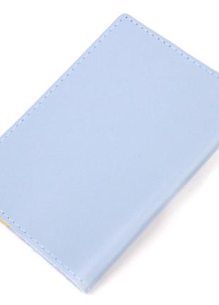 Оригінальна шкіряна обкладинка на паспорт комбі двох кольорів серце grande pelle 16729 жовто-блакитна2 фото
