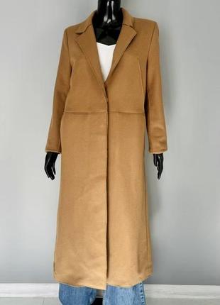 Мягкое легкое пальто h&amp;m из шерсти прямого фасона цвета camel на кнопках 75%wool1 фото