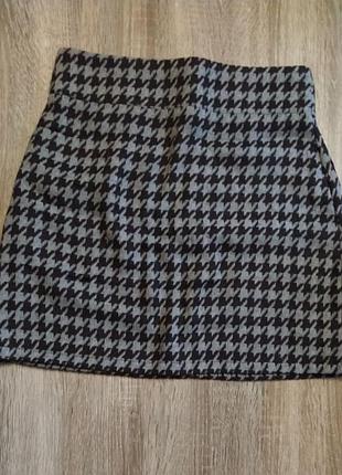 Теплая твид юбка в клетку на осень тренд 2