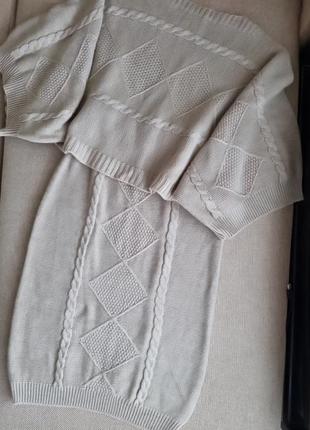 Костюм плетеный юбка миди мирер с широкими рукавами цвет мокко