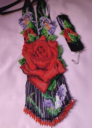 Гердан троянда з ірисами3 фото