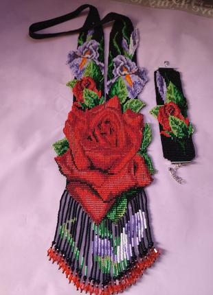 Гердан троянда з ірисами4 фото