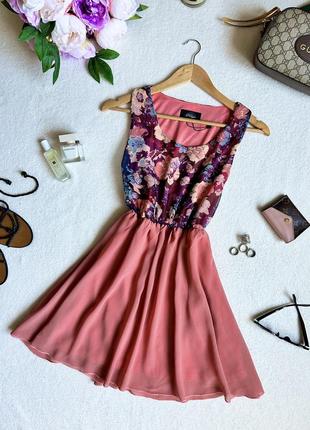 Шифоновое платье в цветах, летнее платье в цветах, воздушное платье, мини сарафан в цветах