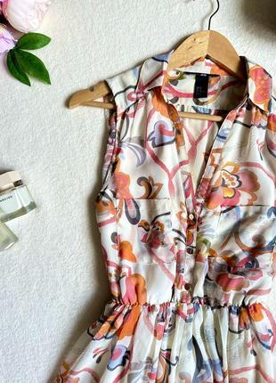 Шифоновое летнее платье с карманами на груди, воздушный мини сарафан h&m, летнее мини платье4 фото