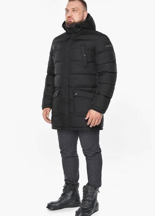 Универсальная зимняя мужская куртка чёрного цвета модель 634112 фото