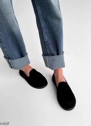 Черные натуральные замшевые классические туфли лоферы замш8 фото