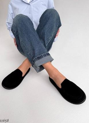 Черные натуральные замшевые классические туфли лоферы замш5 фото