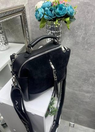 Натуральная замша. бордо – качественный клатч-чемоданчик lady bags на два отделения с двумя ремнями (0268-1)6 фото