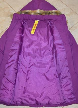 Фиолетовая утепленная куртка с капюшоном и карманами cotton traders синтепон этикетка8 фото