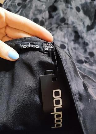 Boohoo нове чорне плаття в горошок на одне плече ошатне святкове класичне фатин7 фото